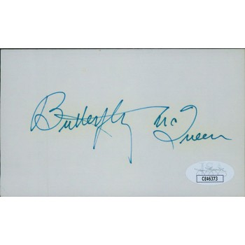 Butterfly McQueen Actress Signed 3x5 Index Card JSA Authenticated