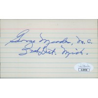 George Meader Michigan Congressmen Signed 3x5 Index Card JSA Authenticated