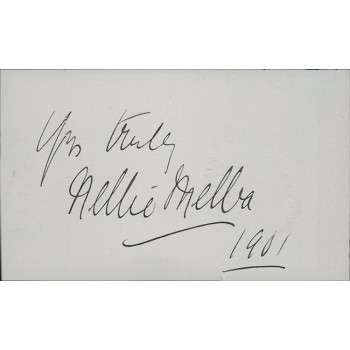 Nellie Melba Opera Singer Signed 3x5 Index Card JSA Authenticated