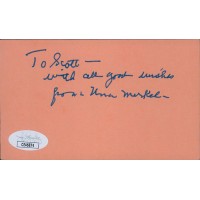Una Merkel Actress Signed 3x5 Index Card JSA Authenticated Personalized