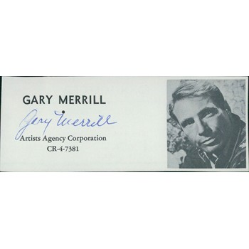 Gary Merrill Actor Signed 2x4.5 Directory Cut JSA Authenticated