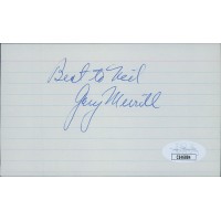 Gary Merrill Actor Signed 3x5 Index Card JSA Authenticated Personalized