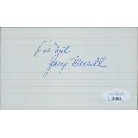 Gary Merrill Actor Signed 3x5 Index Card JSA Authenticated Personalized