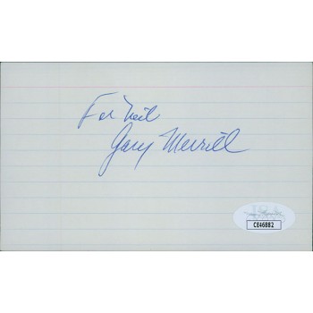 Gary Merrill Actor Signed 3x5 Index Card JSA Authenticated Personalized