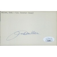 Jack Miller Iowa Senator Judge Signed 3x5 Index Card JSA Authenticated