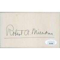 Robert Millikan Physicist Nobel Prize Signed 3x5 Cut Card JSA Authenticated Robert Millikan Physicist Nobel Prize Signed 3x5 Cut Card JSA Authenticated
