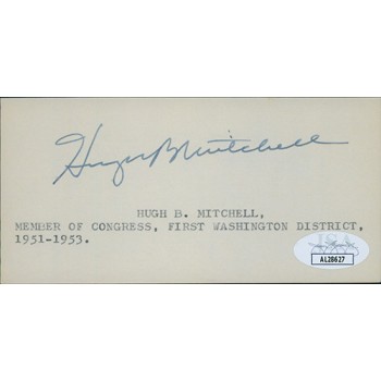 Hugh Mitchell Washington Congressman Senator Signed 2.5x5 Index Card JSA Authen