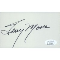 Terry Moore Actress Signed 3x5 Index Card JSA Authenticated