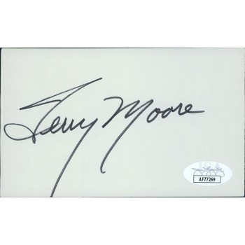 Terry Moore Actress Signed 3x5 Index Card JSA Authenticated