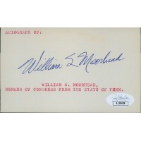William Moorhead Pennsylvania Congressman Signed 3x5 Index Card JSA Authentic