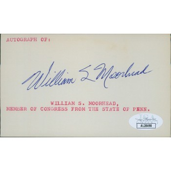William Moorhead Pennsylvania Congressman Signed 3x5 Index Card JSA Authentic