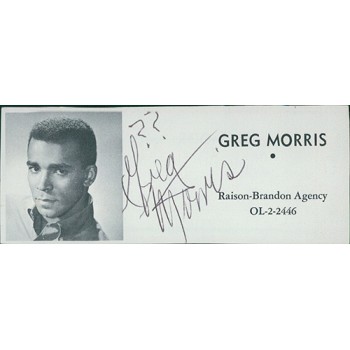 Greg Morris Actor Signed 2x4.5 Directory Cut JSA Authenticated