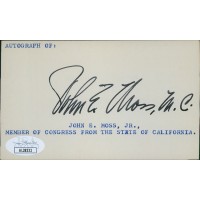 John E. Moss California Congressmen Signed 3x5 Index Card JSA Authenticated