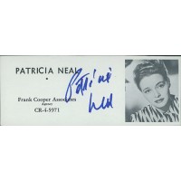Patricia Neal Actress Signed 2x4.5 Directory Cut JSA Authenticated