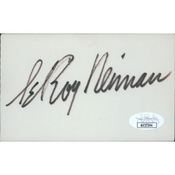 LeRoy Neiman Sports Artist Signed 3x5 Index Card JSA Authenticated