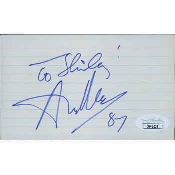 Anthony Newley Actor Signed 3x5 Index Card JSA Authenticated Personalized