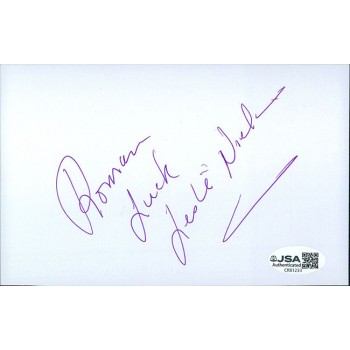 Leslie Nielsen Actor Signed 4x6 Cut Page JSA Authenticated Personalized