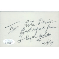 Lloyd Nolan Actor Signed 3x5 Index Card JSA Authenticated Personalized Rita