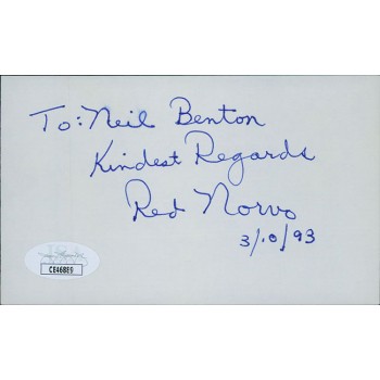 Red Norvo Jazz Musician Vibraphonists Signed 3x5 Index Card JSA Authenticated