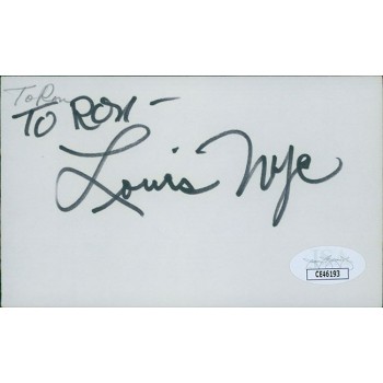 Louis Nye Actor Signed 3x5 Index Card JSA Authenticated Personalized