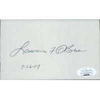 Lawrence Larry F. O'Brien Postmaster NBA Signed 3x5 Index Card JSA Authenticated