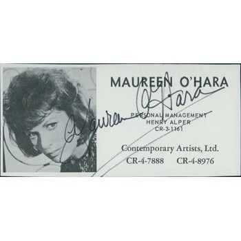 Maureen O'Hara Actress Signed 2x4 Directory Cut JSA Authenticated