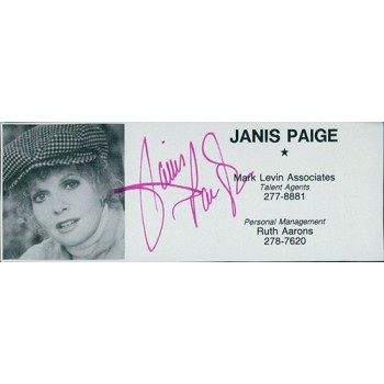 Janis Paige Actress Signed 2x4.5 Directory Cut JSA Authenticated