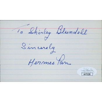 Hermes Pan Choreographer Signed 3x5 Index Card JSA Authenticated