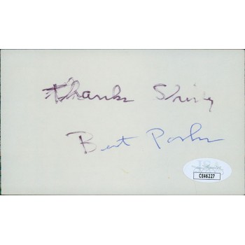 Bert Parks Actor Signed 3x5 Index Card JSA Authenticated Personalized