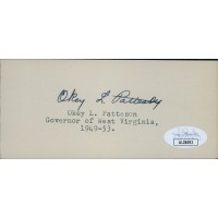 Okey Patteson West Virginia Governor Signed 2.25x5 Index Card JSA Authenticated