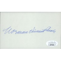 Norman Vincent Peale Motivational Speaker Signed 3x5 Index Card JSA Authentic