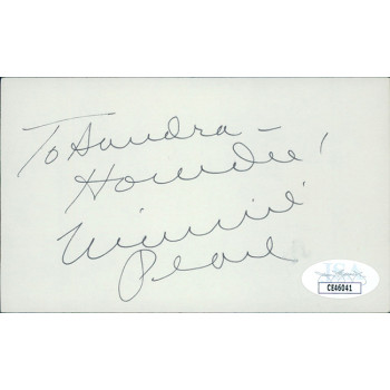 Minnie Pearl Comedian Actress Signed 3x5 Index Card JSA Authentic Personalized