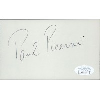 Paul Picerni Actor Signed 3x5 Index Card JSA Authenticated