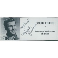 Webb Pierce Country Singer Signed 2x4.5 Directory Cut JSA Authenticated