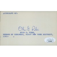 Otis Pike New York Congressmen Signed 3x5 Index Card JSA Authenticated