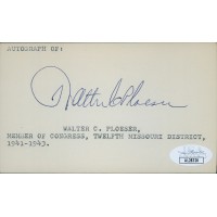 Walter Ploeser Missouri Congressmen Signed 3x5 Index Card JSA Authenticated