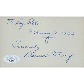 Daniel A. Poling Clergyman Signed 3x5 Index Card JSA Authenticated