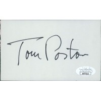 Tom Poston Actor Signed 3x5 Index Card JSA Authenticated