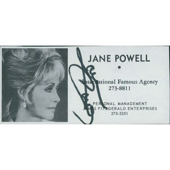 Jane Powell Actress Signed 2x4 Directory Cut JSA Authenticated