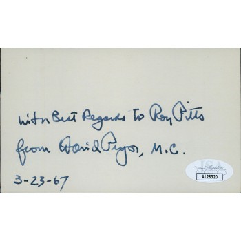 David Pryor Arkansas Governor Senator Signed 3x5 Index Card JSA Authenticated