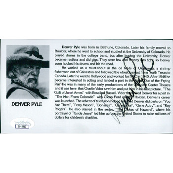 Denver Pyle Actor Director Signed 4x7 Cut Page JSA Authenticated