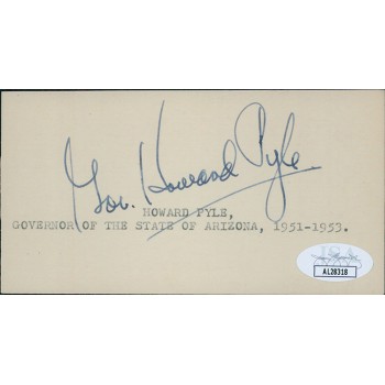 John Howard Pyle Arizona Governor Signed 2.5x5 Index Card JSA Authenticated