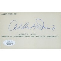 Albert Quie Minnesota Governor Senator Signed 3x5 Index Card JSA Authenticated