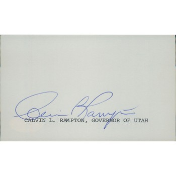 Calvin Rampton Utah Governor Signed 3x5 Index Card JSA Authenticated