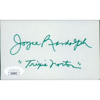 Joyce Randolph Actress Signed 3x5 Index Card JSA Authenticated