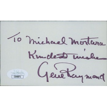 Gene Raymond Actor Signed 3x5 Index Card JSA Authenticated Personalized