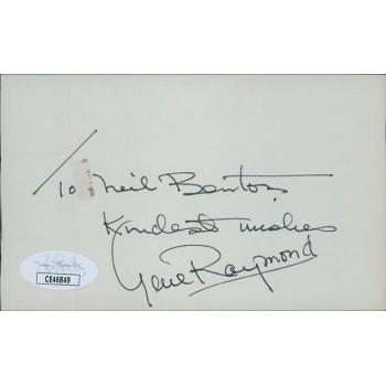 Gene Raymond Actor Signed 3x5 Index Card JSA Authenticated Personalized
