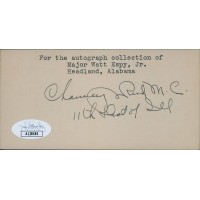 Chauncey Reed Illinois Congressman Signed 2.5x5 Index Card JSA Authenticated