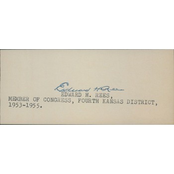 Edward Rees Kansas Congressman Signed 2x5 Index Card JSA Authenticated