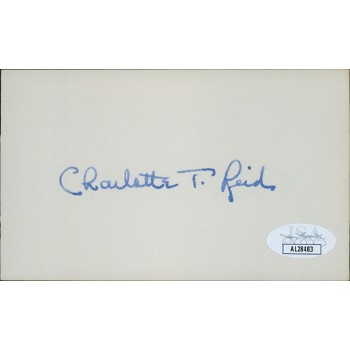 Charlotte Reid Illinois Congresswoman Signed 3x5 Index Card JSA Authenticated